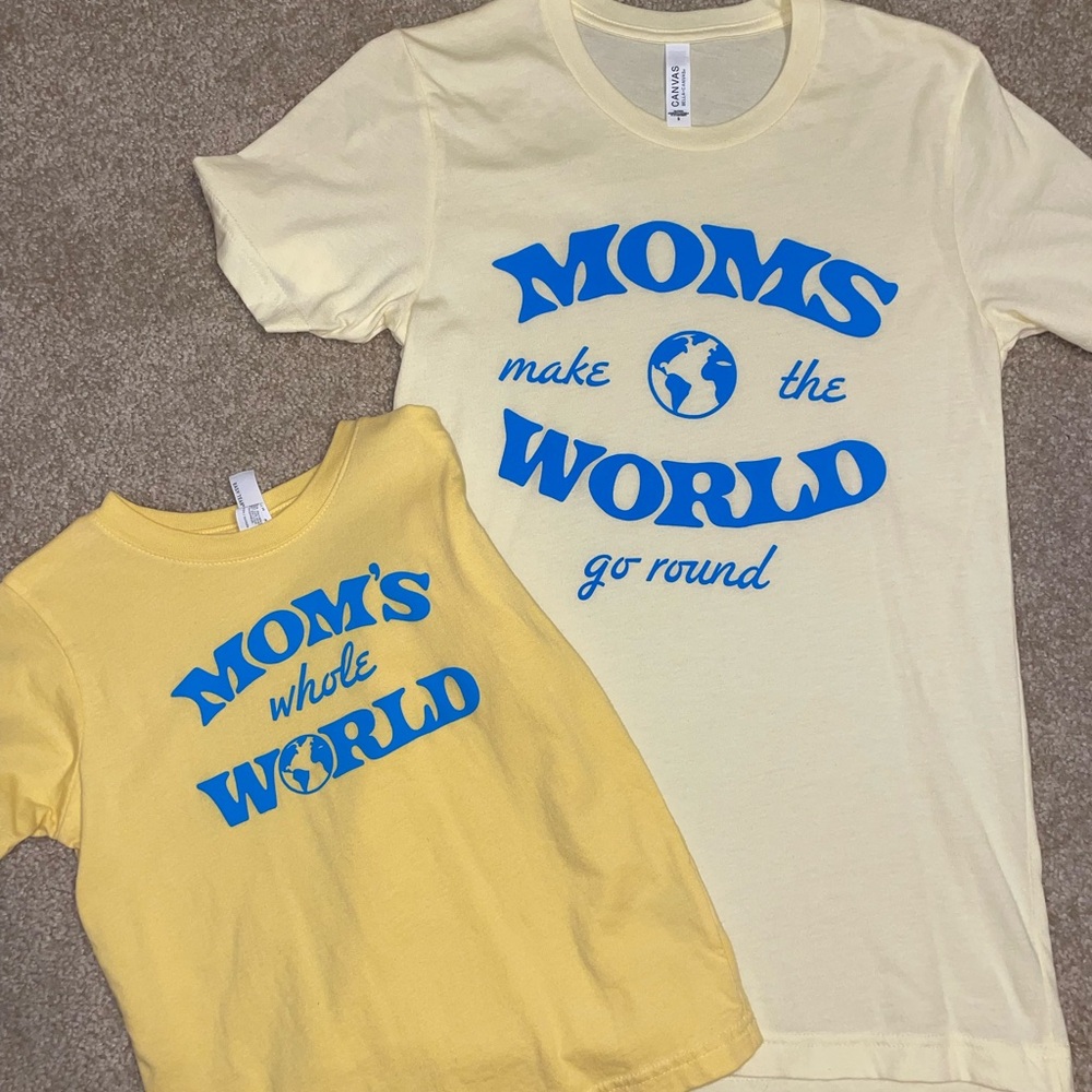 Yellow and Cream mama+Mini T-Shirts